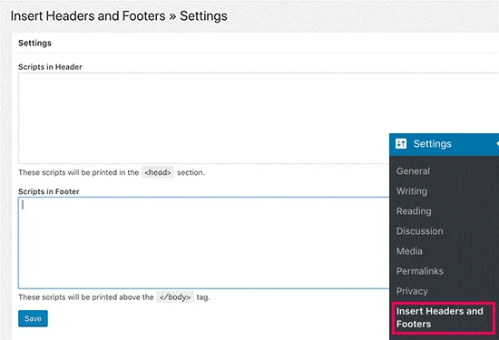 پلاگین Insert Headers and Footers وردپرس