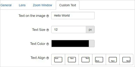 افزودن متن برای تصاویر در پلاگین WP Image Zoom افزودن متن در پلاگین WP Image Zoom