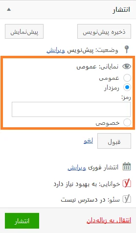 رمز عبور برای پستهای وردپرس